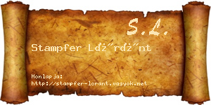 Stampfer Lóránt névjegykártya